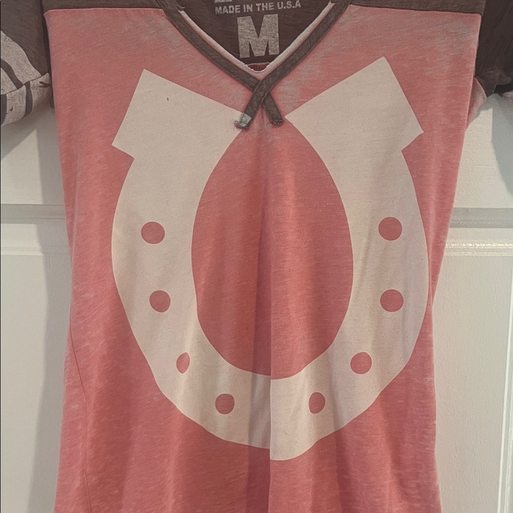 Rebel Yell Pink and Brown Horseshoe Tee - Picture 3 of 4